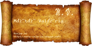 Máté Valéria névjegykártya